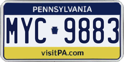 PA license plate MYC9883