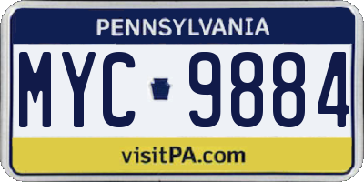 PA license plate MYC9884