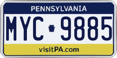 PA license plate MYC9885