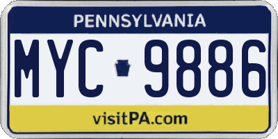 PA license plate MYC9886