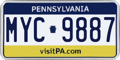 PA license plate MYC9887