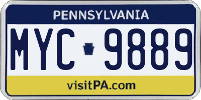 PA license plate MYC9889