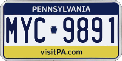 PA license plate MYC9891