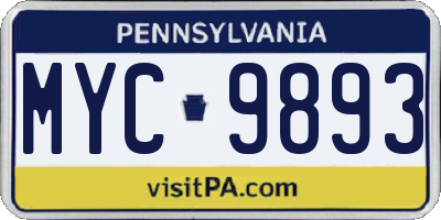 PA license plate MYC9893