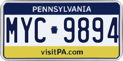 PA license plate MYC9894