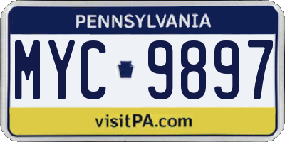 PA license plate MYC9897