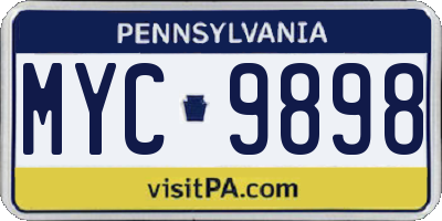 PA license plate MYC9898