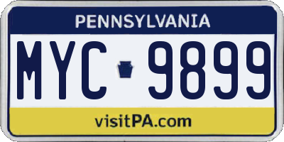 PA license plate MYC9899