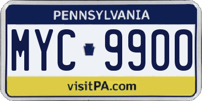PA license plate MYC9900