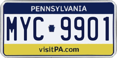PA license plate MYC9901