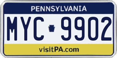 PA license plate MYC9902
