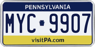 PA license plate MYC9907