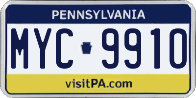 PA license plate MYC9910