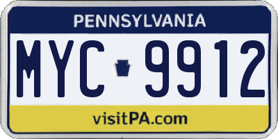 PA license plate MYC9912