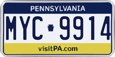 PA license plate MYC9914