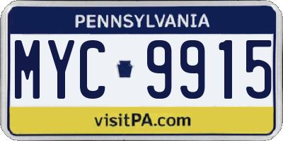 PA license plate MYC9915