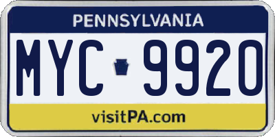 PA license plate MYC9920