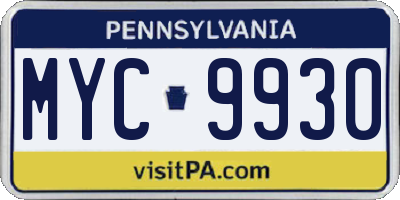 PA license plate MYC9930