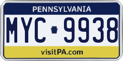 PA license plate MYC9938