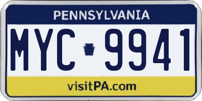 PA license plate MYC9941