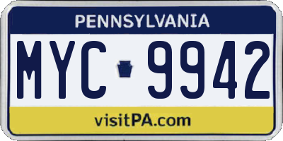 PA license plate MYC9942