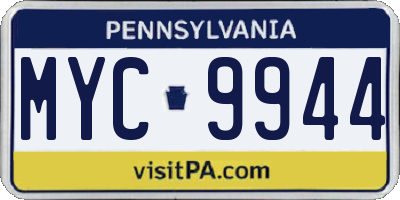 PA license plate MYC9944