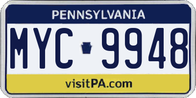 PA license plate MYC9948