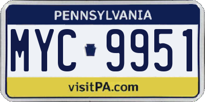 PA license plate MYC9951