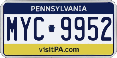 PA license plate MYC9952