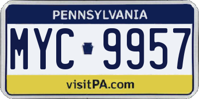 PA license plate MYC9957