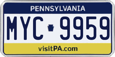 PA license plate MYC9959