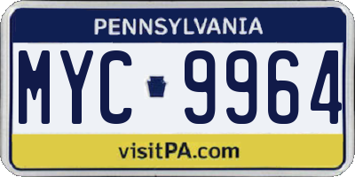 PA license plate MYC9964