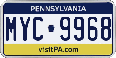 PA license plate MYC9968
