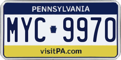 PA license plate MYC9970