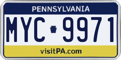PA license plate MYC9971