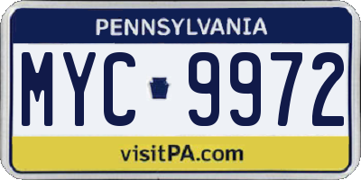 PA license plate MYC9972