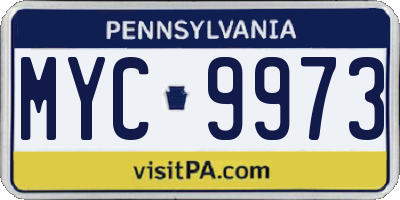 PA license plate MYC9973