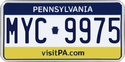 PA license plate MYC9975
