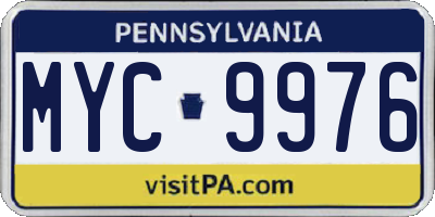 PA license plate MYC9976