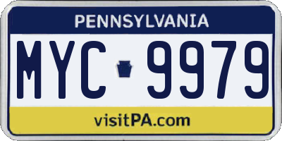 PA license plate MYC9979