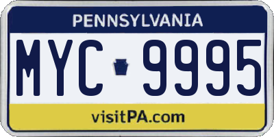 PA license plate MYC9995
