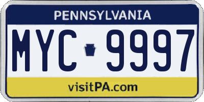 PA license plate MYC9997