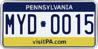 PA license plate MYD0015
