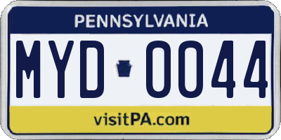 PA license plate MYD0044