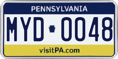 PA license plate MYD0048