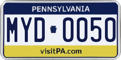PA license plate MYD0050