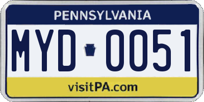 PA license plate MYD0051