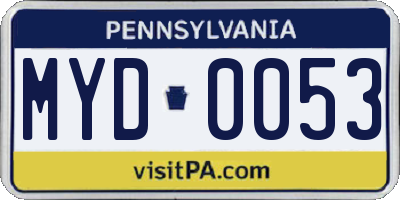 PA license plate MYD0053