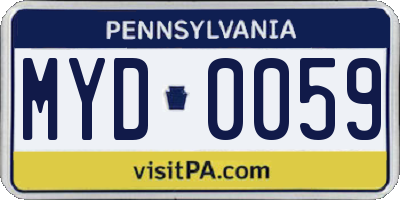 PA license plate MYD0059