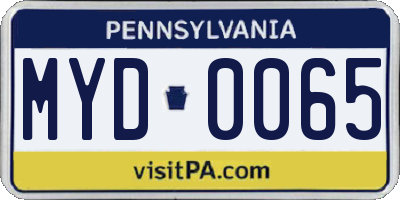 PA license plate MYD0065